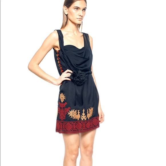 Bird embroidery silk DRESS - Picture 3 of 4